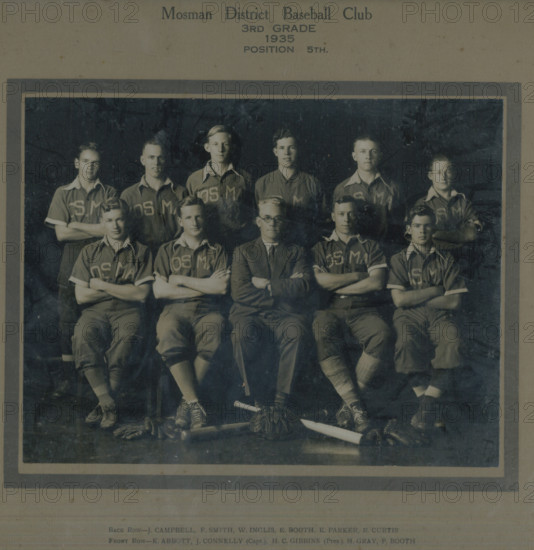 Mosman District Baseball Club. Creator: Unknown.
