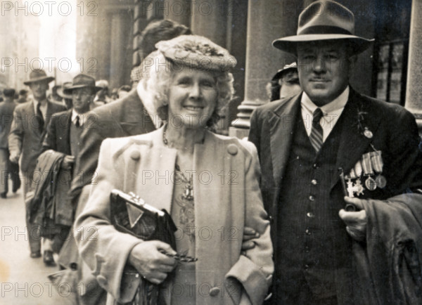 Frank and Phyllis Page, Anzac Day march, year unknown. Creator: Unknown.