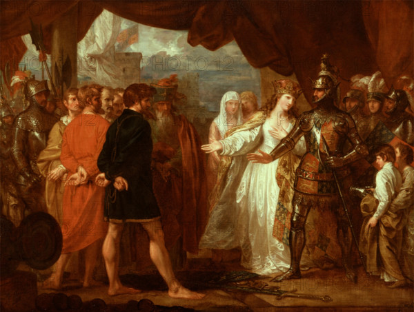 Queen Philippa Interceding for the Lives of the Burghers of Calais, 1788. Creator: Benjamin West.