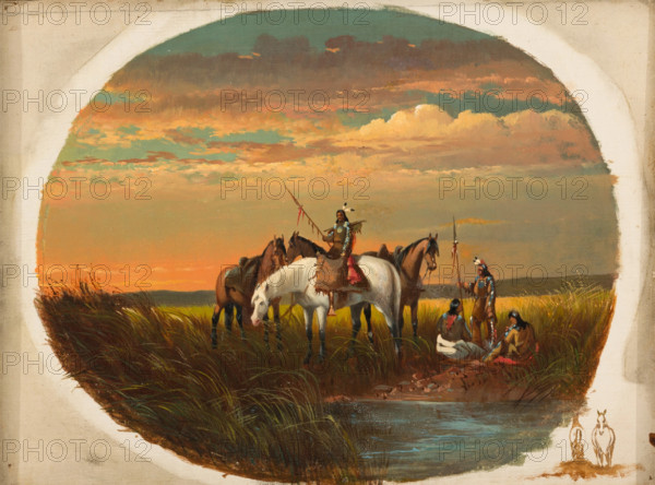 A Halt on the Prairie for a Smoke, between 1860 and 1872. Creator: John Mix Stanley.