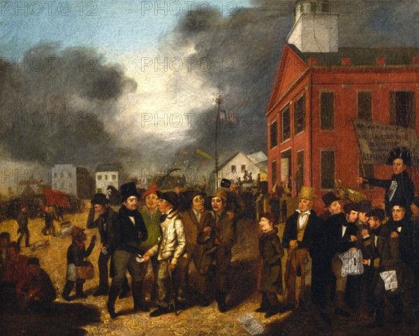 First State Election in Detroit, Michigan, 1837, (c1837). Creator: Thomas Mickell Burnham.