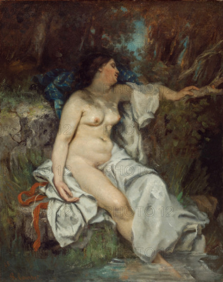 Bather Sleeping by a Brook, 1845. Creator: Gustave Courbet.