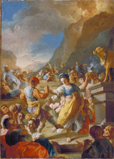 The Israelites Worshiping The Golden Calf, c1758. Creator: Lorenzo de Caro.