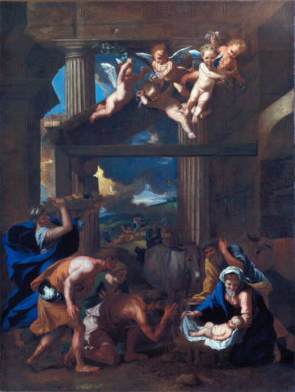 Adoration of the Shepherds, 17th century. Creator: School of Nicolas Poussin.