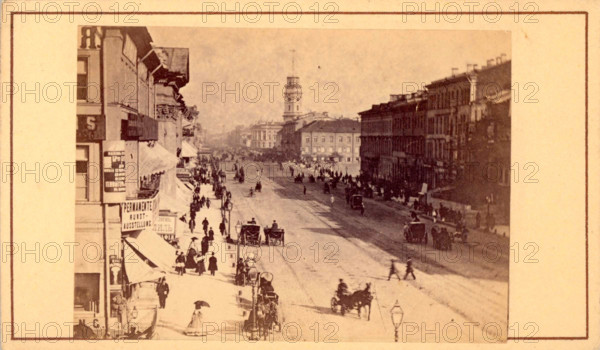 Nevsky Prospekt, mid-19th century. Creator: Alfred Lorens.