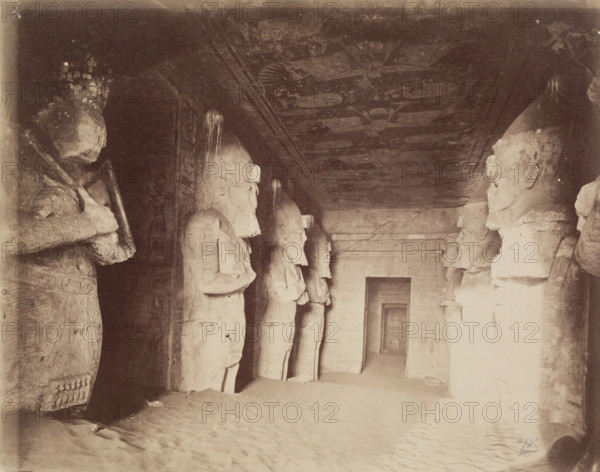Great Hall of the Interior of the Great Temple of Ramesses II at Abu Simbel, c1869. Creator: Anon.