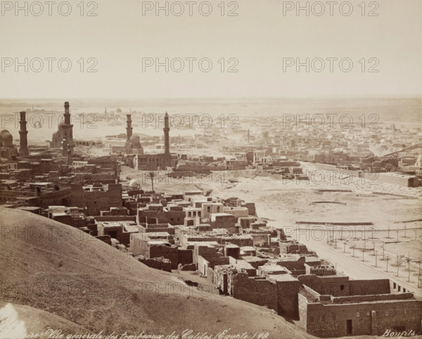 General View of the Tombs of the Mameluks as Seen from the Citadel, Cairo, 19th century. Creator: Maison Bonfils.