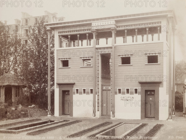 Egyptian House, Habitations of Man, Universal Exposition, Paris, 1889. Creator: Unknown.