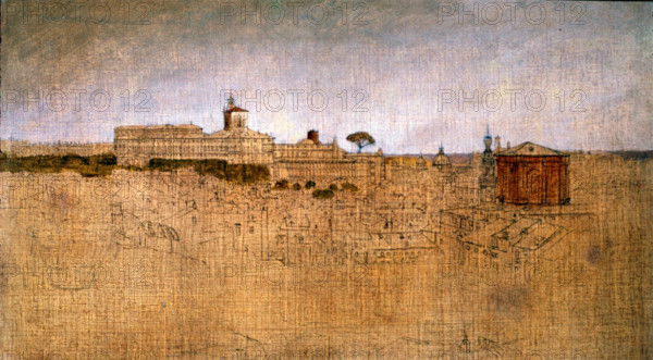View of the Quirinal from the Pincian Gardens, 1841 or 1842. Creator: Thomas Cole.