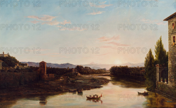 Sunset on the Arno, 1837. Creator: Thomas Cole.