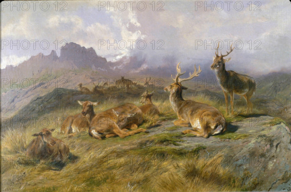 Landscape with Deer, 1887. Creator: Rosa Bonheur.