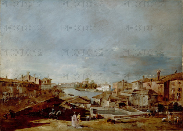 View of Dolo on the Brenta, between 1774 and 1776. Creator: Francesco Guardi.