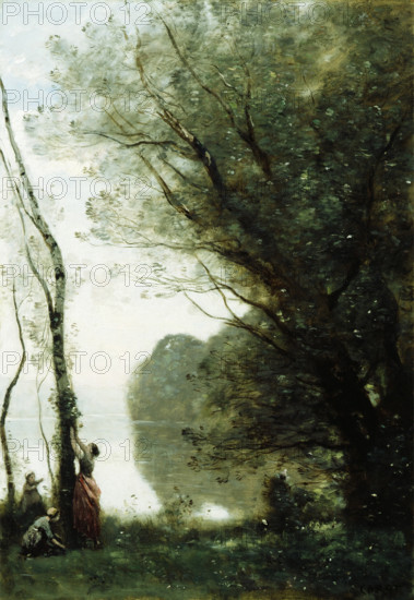 Gathering Fruit at Mortefontaine, between 1800 and 1875. Creator: Jean-Baptiste-Camille Corot.