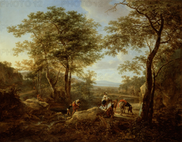 The Ford and Halt of the Travelers, c1650. Creator: Jan Dirksz Both.
