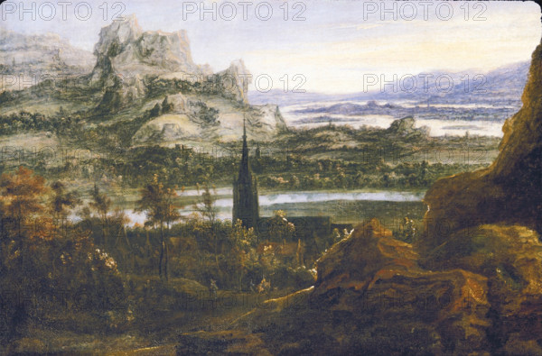 River Landscape, c1600-1640. Creator: School of Hercules Seghers.
