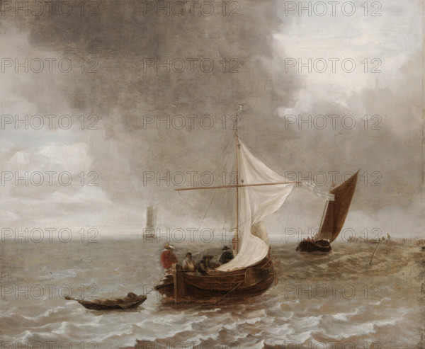 Sailboats in a Breeze, between 1655 and 1660. Creator: School of Jan van de Capelle.