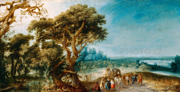 Landscape with a Carriage Hold-Up, c.between 1615 and 1625. Creator: Jacob Jacobsz. Van Geel.