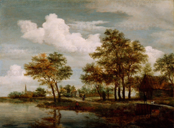 A River Scene, 1658. Creator: Meindert Hobbema.