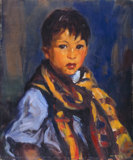 Boy with Plaid Scarf, 1916. Creator: Robert Henri.