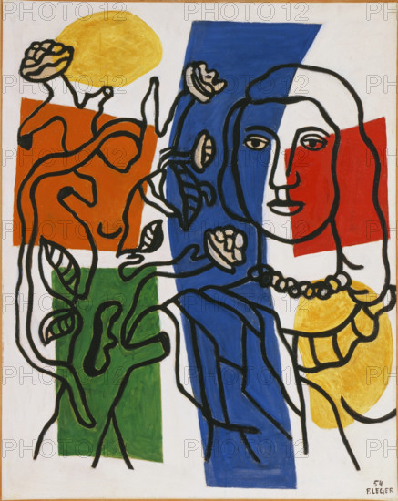 Girl with Plant, 1954. Creator: Fernand Leger.