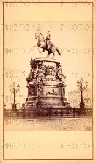 Equestrian Statue of Nicolas I, mid-19th century. Creators: Alfred Lorens, August Ricard de Montferrand.