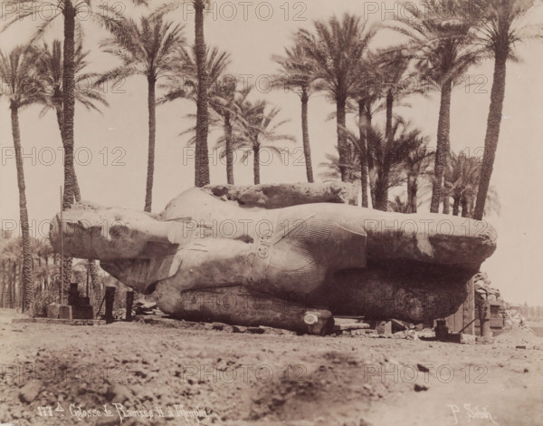 Statue of Ramesses II Resting on Its Side at Memphis, 19th century. Creator: Pascal Sébah.