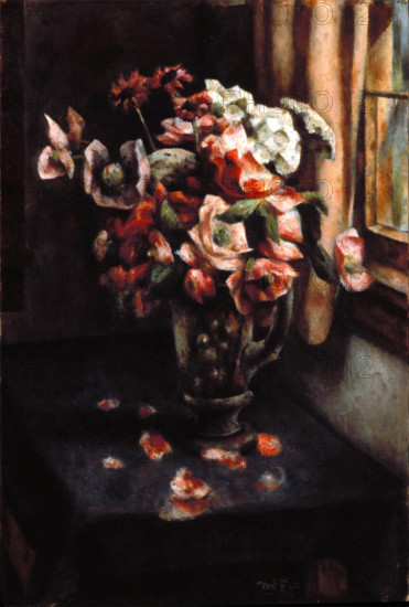 Flowers in a Glass Vase, 1927. Creator: Henry Lee McFee.