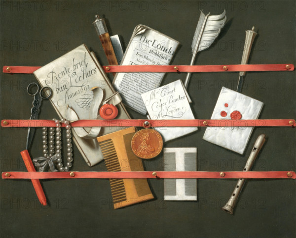 Still Life: A Letter Rack, 1692. Creator: Edwaert Collier.