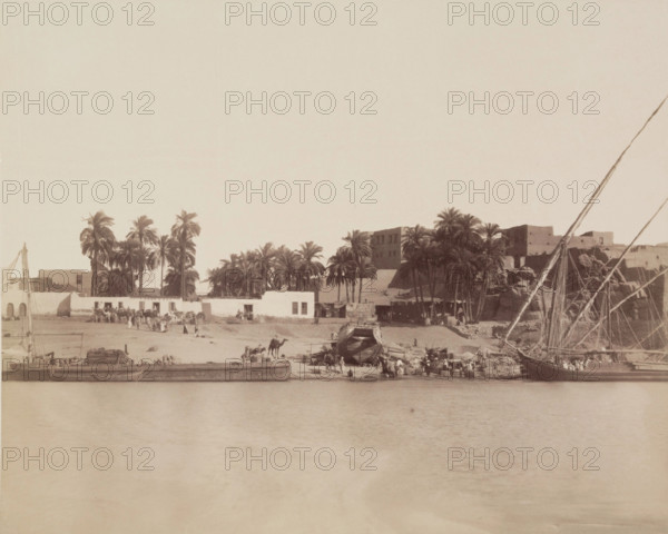 Village on the Nile, 19th century. Creator: Anon.