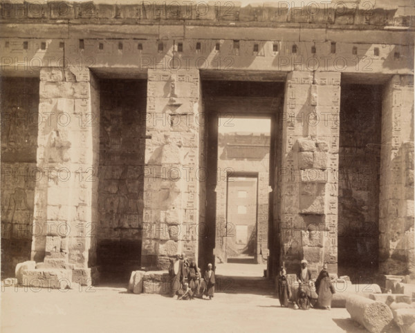 Madinet Habu, Second Court of Mortuary Temple of Ramesses III. Luxor, West Bank, between 1860 & 1903 Creator: Antonio Beato.