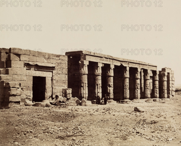 Qurna, Mortuary Temple of Seti I. Luxor, West Bank (Thebes), between 1860 and 1903. Creator: Antonio Beato.