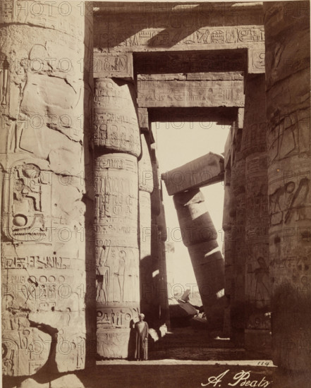 Hypostyle Hall of the Temple of Karnak. Luxor, East Bank, between 1860 and 1903. Creator: Antonio Beato.