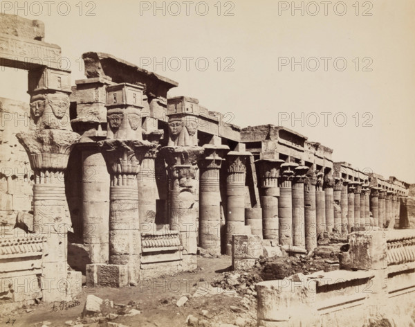 Colonade of the Temple of Isis on the Island of Philae, between 1860 and 1903. Creator: Antonio Beato.