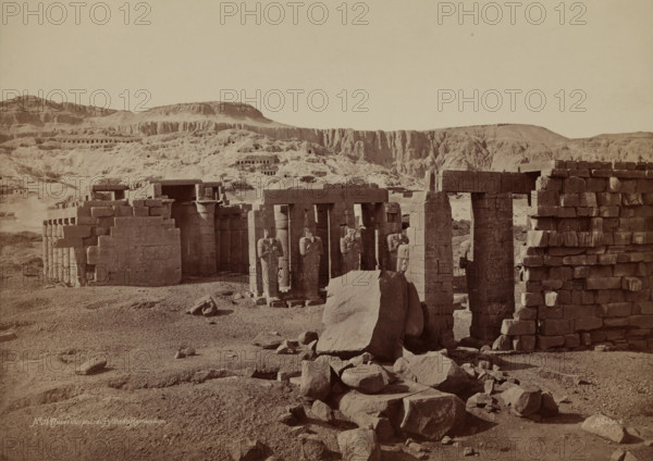 General View of the Ramesseum. Luxor, West Bank (Thebes), late 19th century. Creator: Henri Bechard.