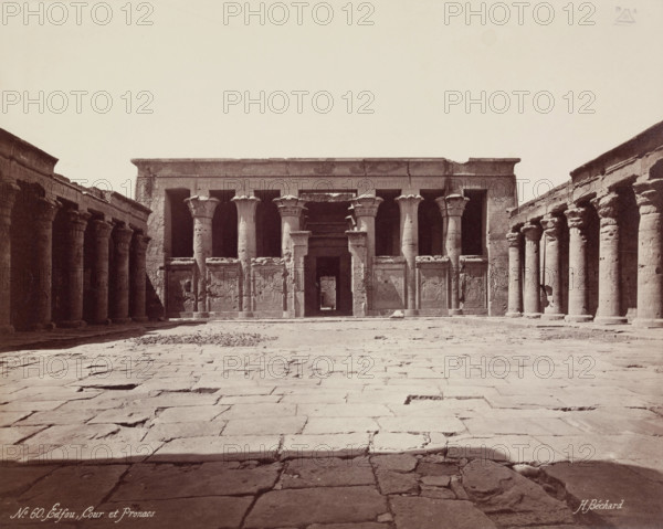 Forecourt of the Temple of Edfu, late 19th century. Creator: Henri Bechard.
