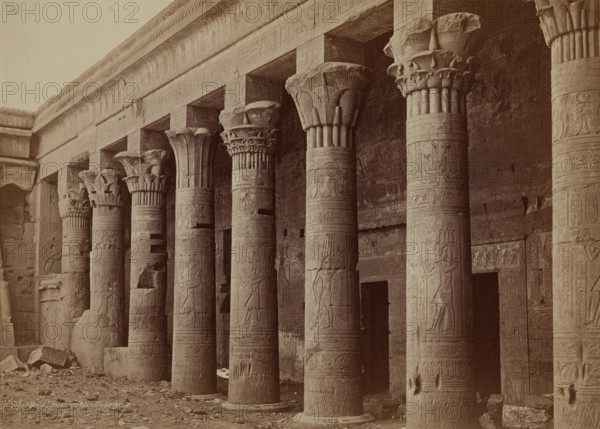 Colonade of the Temple of Isis at Philae, late 19th century. Creator: Henri Bechard.
