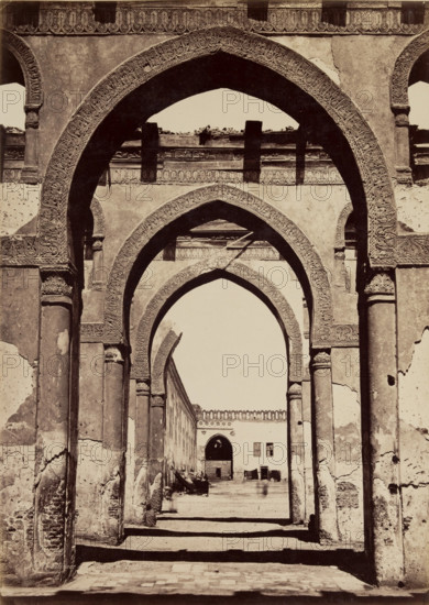 Courtyard of the Ibn Tulun Mosque, Cairo, between 1850 and 1895. Creator: Henri Bechard.