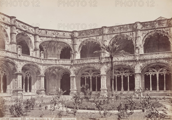 Courtyard of the Cloister of Saint Jerome, Belem, Portugal, between 1875 and 1892. Creator: Juan Laurent.