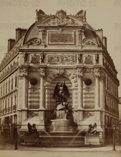 Fountain of St. Michael, Paris, between 1860 and 1870. Creator: Edouard Baldus.