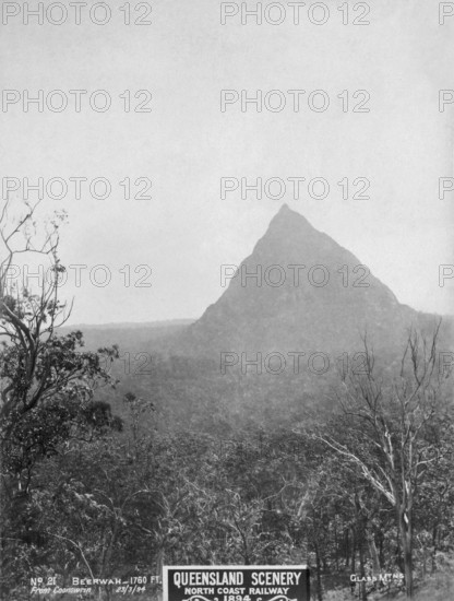 Glasshouse  Mountains: Beerwah from Coonowrin, 1894. Creator: Unknown.