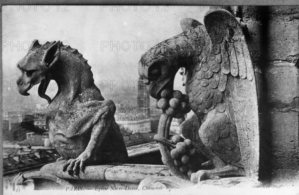 Paris - Eglise Notre-Dame, Chimeres ( Gargoyles ). Creator: Unknown.
