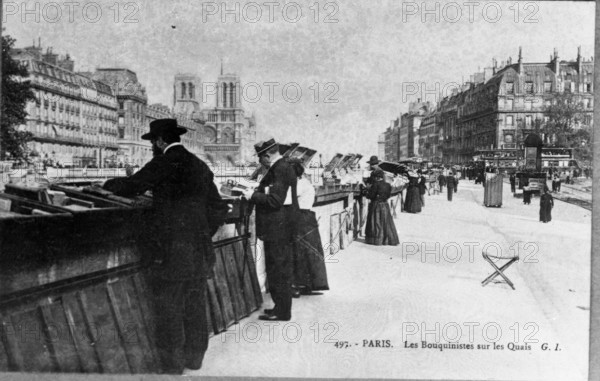 Les Bouquinistes sur les Quais, Paris  (Booksellers of Paris), 1900. Creator: Unknown.