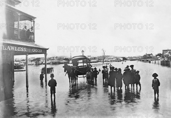 T. Lawless' grocery shop on James Street, New Farm, during the 1893 Brisbane floods, 1893. Creator: Unknown.