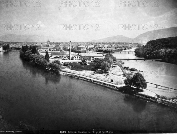Geneva. Junction of the Rhone and Arve. Creator: Unknown.