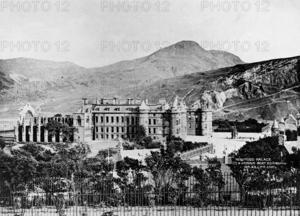 Holyrood Palace and Arthur's Seat and Holyrood Abbey, Edinburgh, 1900. Creator: Unknown.