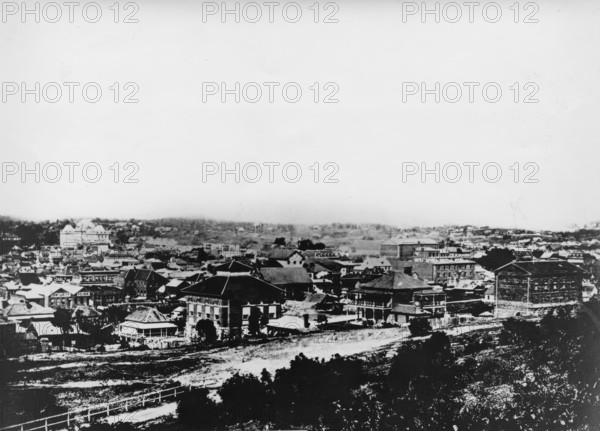 Servants home (School of Arts) looking down from Turbot Street, 1876. Creator: Unknown.