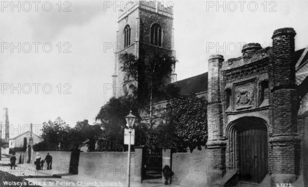 Wolsey's Gate & St Peter's Church, Ipswich, England. Creator: Unknown.