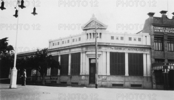 Bank of Australasia, corner of Flinders Street and Denham Street, Townsville, Queensland, 1933. Creator: Jack Bain.