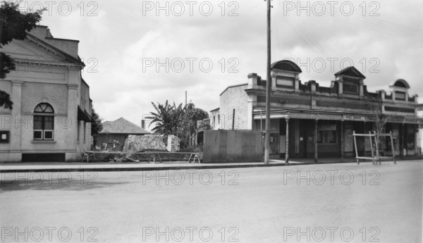 ANZ Bank (Old and New), Formerly - Bank of Australasia, Childers, Queensland, 1954. Creator: Jack Bain.