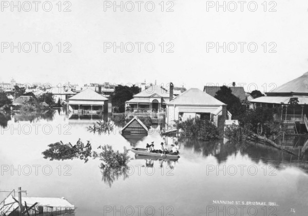 Manning Street - South Brisbane - Brisbane 1893 floods. Creator: James Clark.